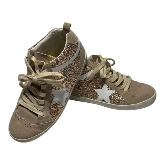 Mi.iM‎ Gold Glitter Sneaker With Star Applique Women's 7.5 Miracle Miles Design - Picture 2 of 16
